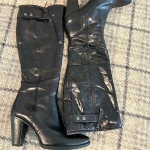 Arnold Churgin Hand Made Black Leather Tall Black Boots
